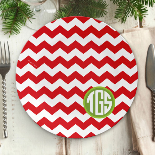 Chevron and Initials Personalized Christmas plate