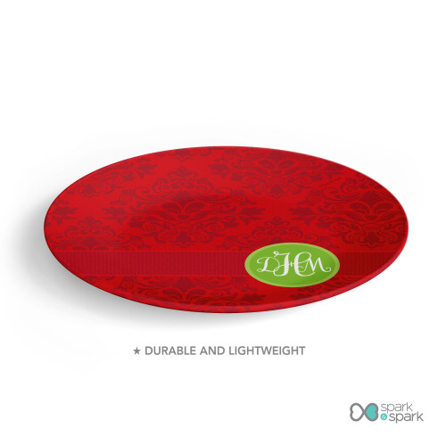 Simply Damask Personalized Christmas plate