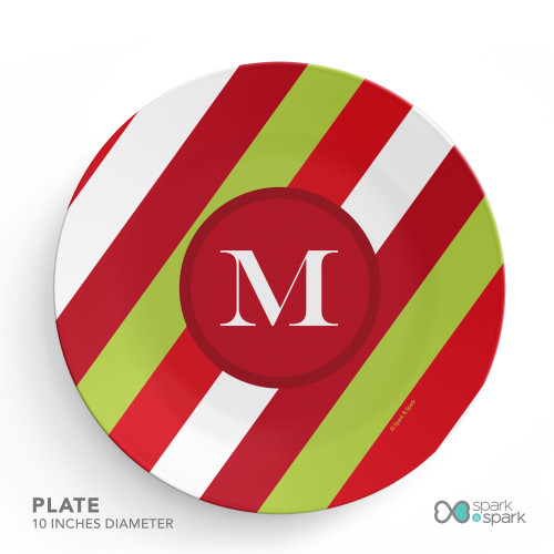 Bold Xmas Stripes Personalized Christmas plate