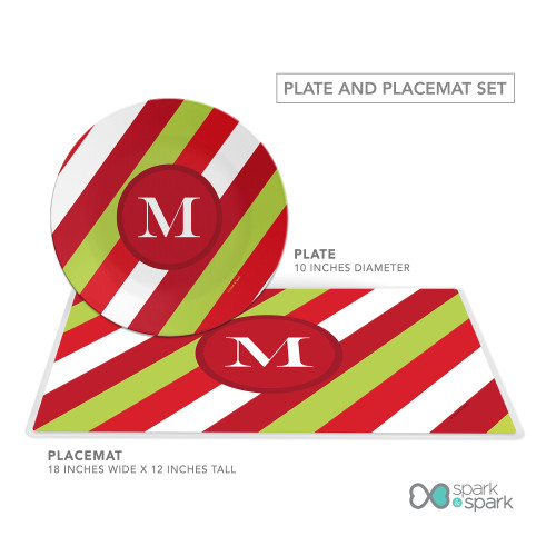 Bold Xmas Stripes Personalized Christmas plate