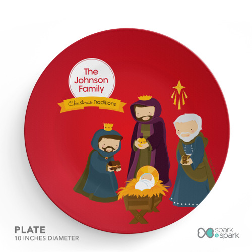 The Three Kings Tradition Personalized Christmas plate