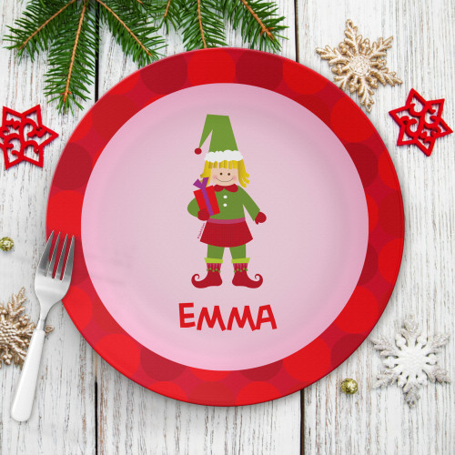 Cute Elf Girl Kids Plate