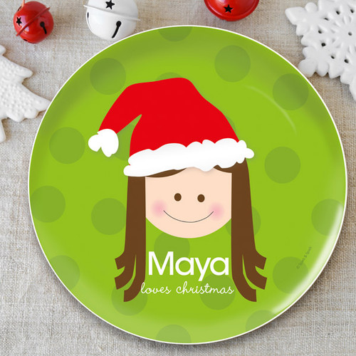 Santa's Hat Girl Kids Plate