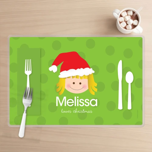 Santa's Hat Girl Kids Plate