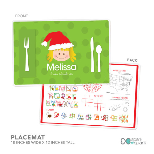 Santa's Hat Girl Kids Plate