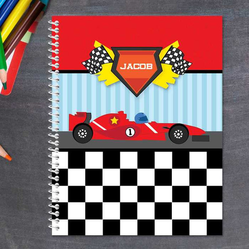 fast race car personalized notebook for kids
