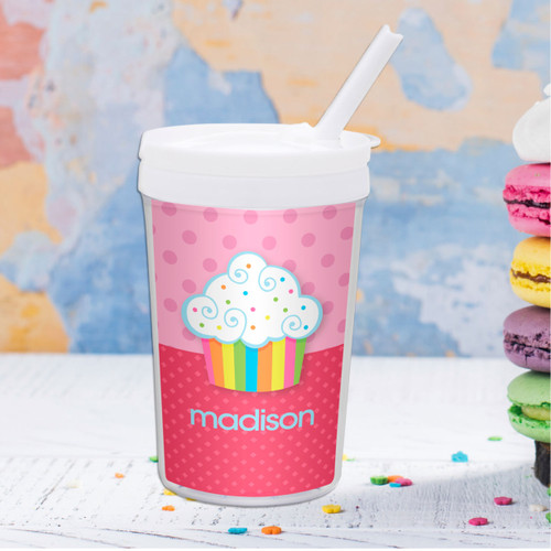 Rainbow Cupcake Personalized Kids Cups