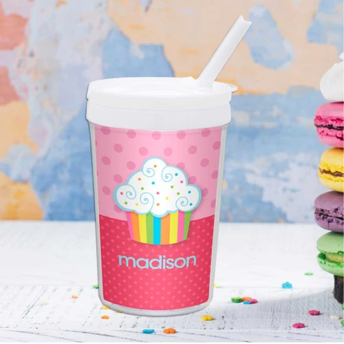 Rainbow Cupcake Personalized Kids Cups