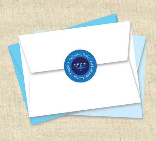 Hanukkah Menorah & Star Address Label