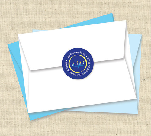 Hanukkah Menorah Address Label