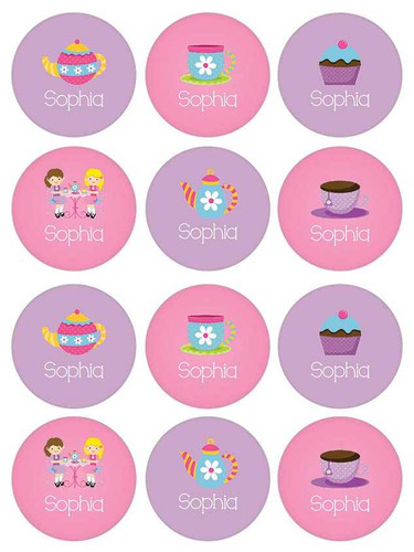 Sweet Tea Time Waterproof Labels for Kids (Set of 48)