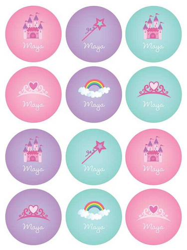 Princess Fairy Tale Waterproof Labels for Kids (Set of 48)