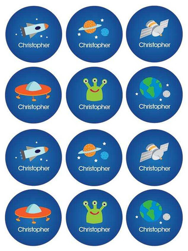 Outter Space Waterproof Labels for Kids (Set of 48)