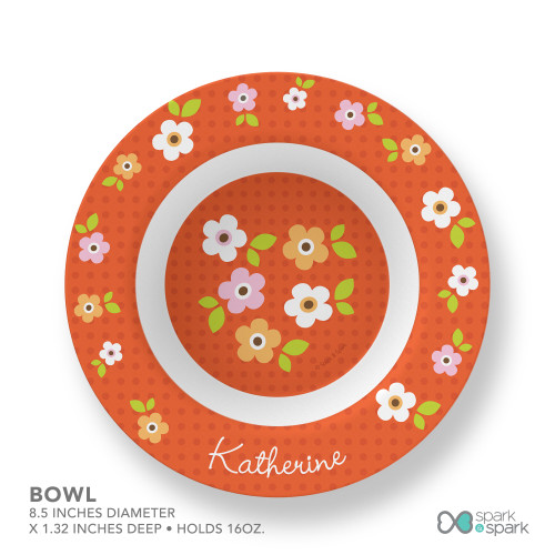 Preppy Flowers Orange Kids Bowl
