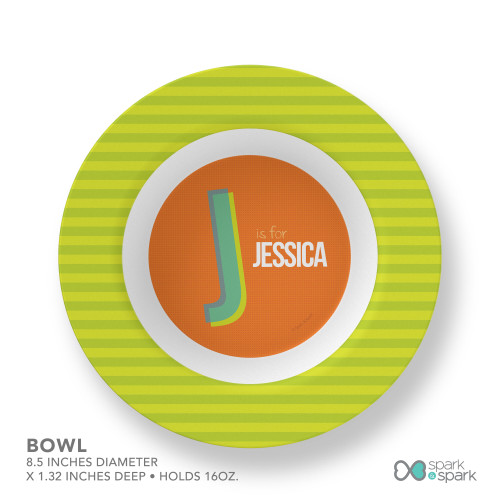 Double Initial Orange Kids Bowl