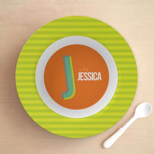 Double Initial Orange Kids Bowl