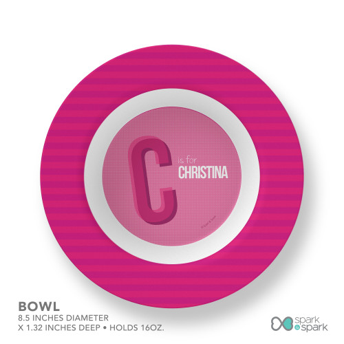 Double Initial Pink Kids Bowl