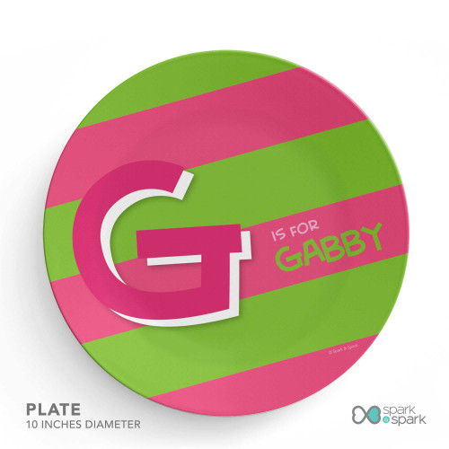 Double Initial Stripes Pink Kids Bowl