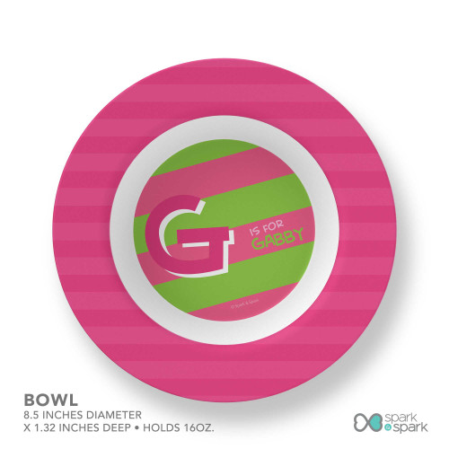 Double Initial Stripes Pink Kids Bowl