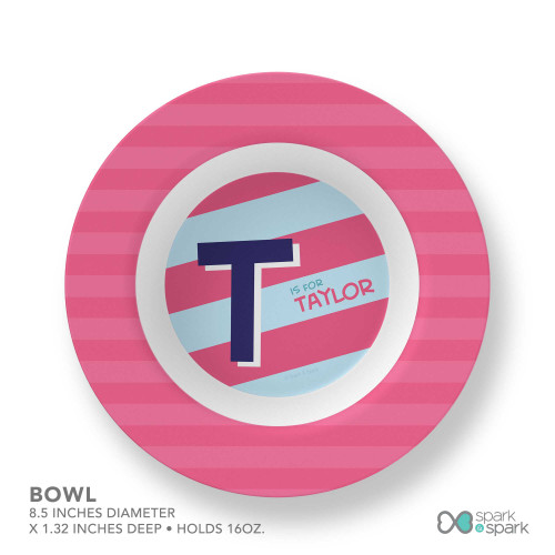 Double Initial Stripes Blue Kids Bowl