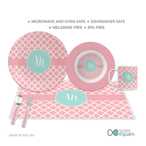 Pretty Pink Quatrefoil Kids Bowl