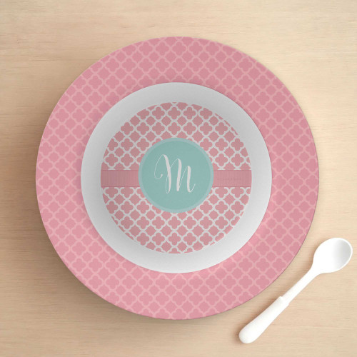 Pretty Pink Quatrefoil Kids Bowl