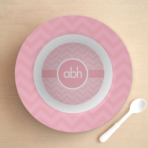 Initials on Chevron Kids Bowl