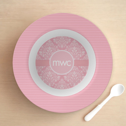 Pink Sweet Damask Kids Bowl