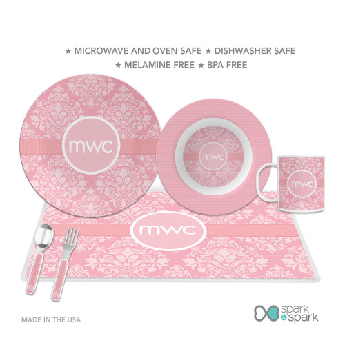 Pink Sweet Damask Kids Bowl