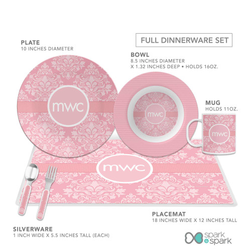 Pink Sweet Damask Kids Bowl