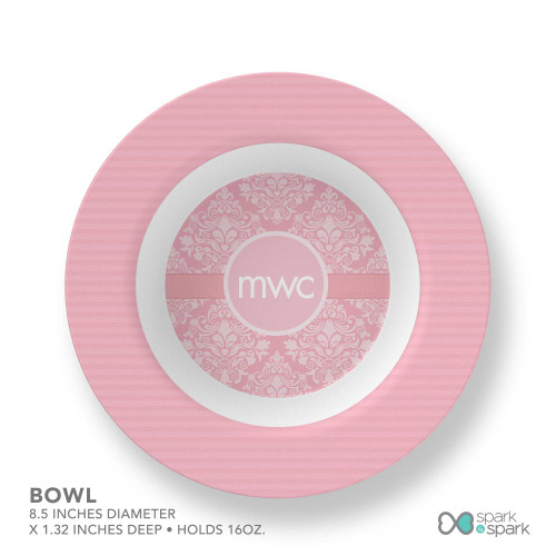 Pink Sweet Damask Kids Bowl