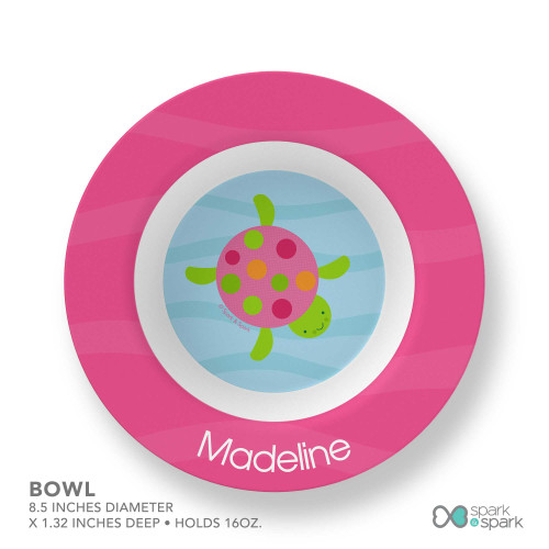 Swimming Pink Turtle Kids Bowl