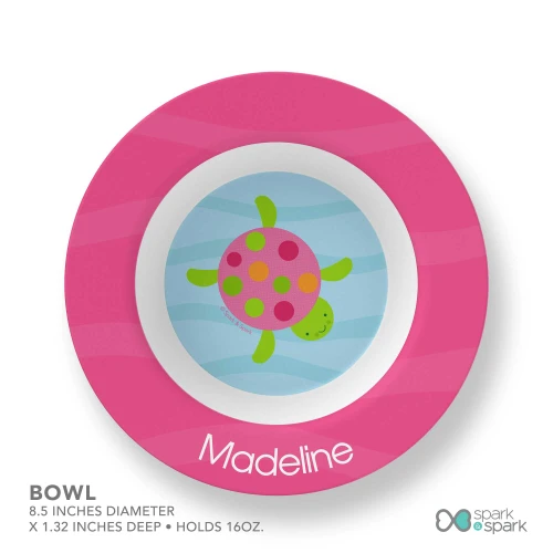 Swimming Pink Turtle Kids Bowl