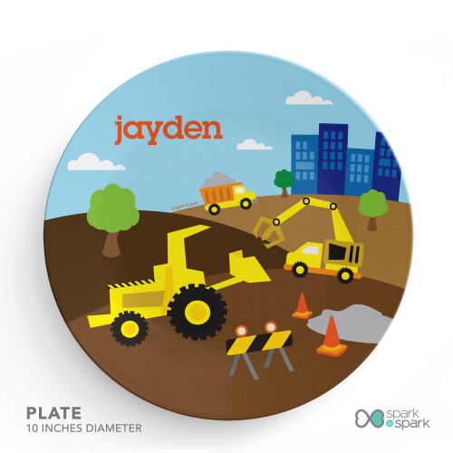 Construction Site Personalized Boys Bowl