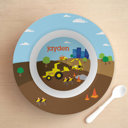 Construction Site Personalized Boys Bowl