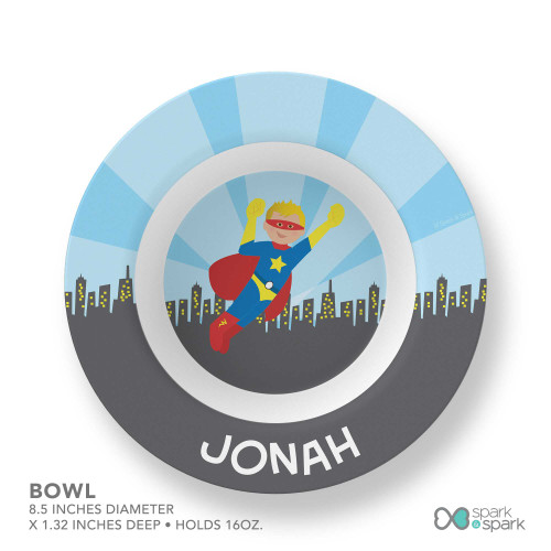 Cool Superhero Personalized Boys Bowl
