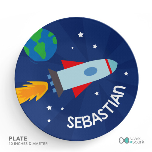 Rocket On The Sky Personalized Boys Bowl