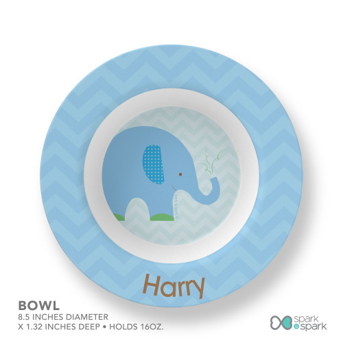 Blue Baby Elephant Kids Bowl