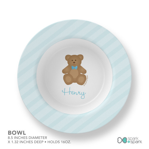 Cute Blue Teddy Bear Kids Bowl