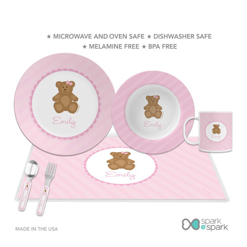 A Sweet Teddy Bear Custom Plate for Girls