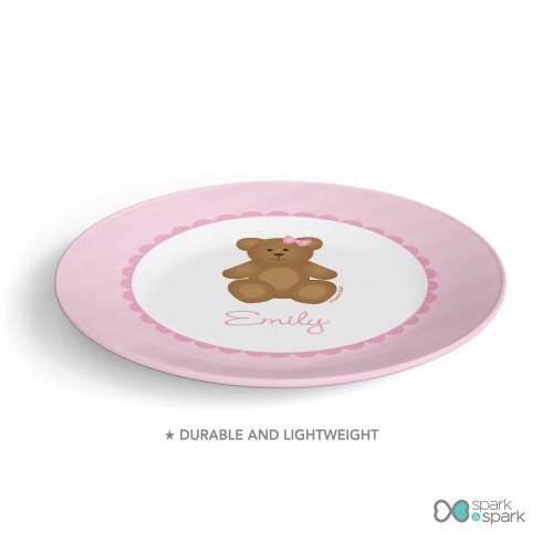 A Sweet Teddy Bear Custom Plate for Girls