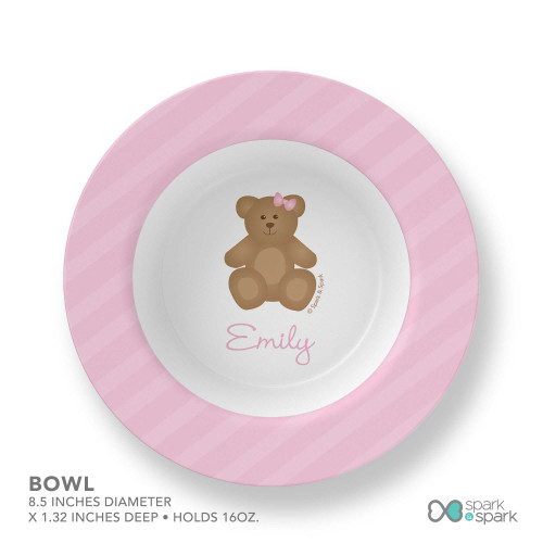 A Sweet Teddy Bear Custom Plate for Girls