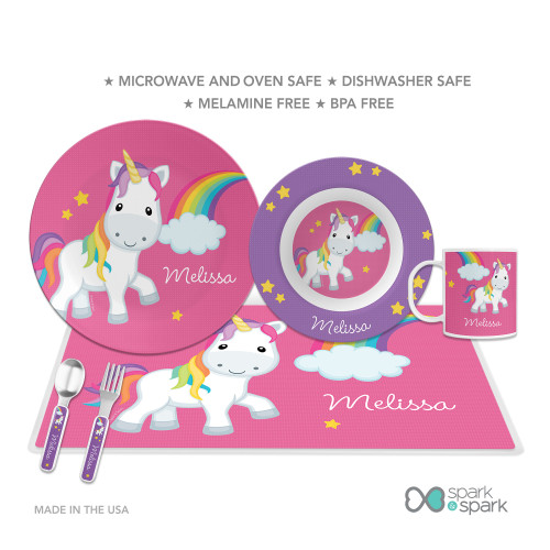 Rainbow Unicorn Kids Plates