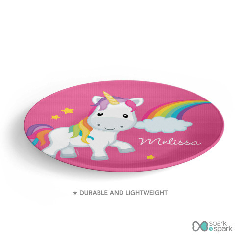 Rainbow Unicorn Custom Plate for Girls