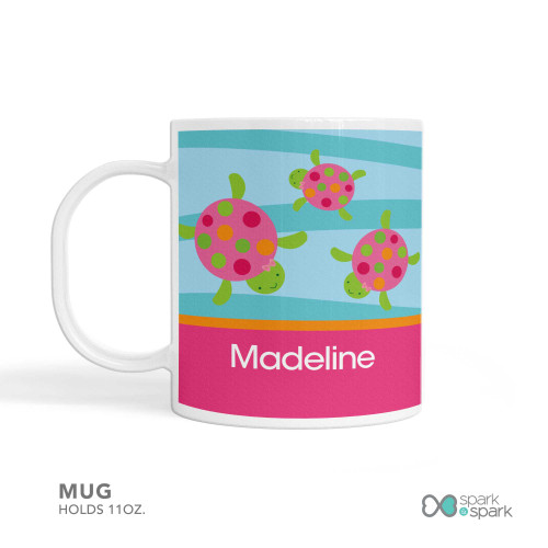 Swimming Pink Turtle Custom Plate for Girls