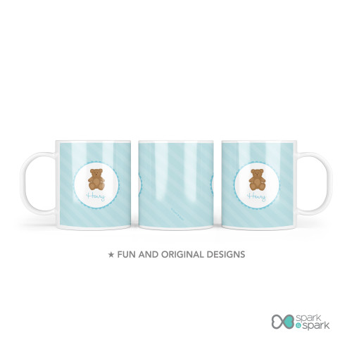 Cute Blue Teddy Bear Kids Plate