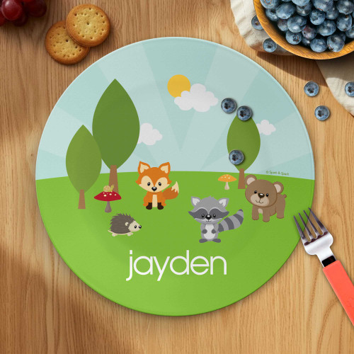 Cute Animals in the Forest Personalized Melamine Plates