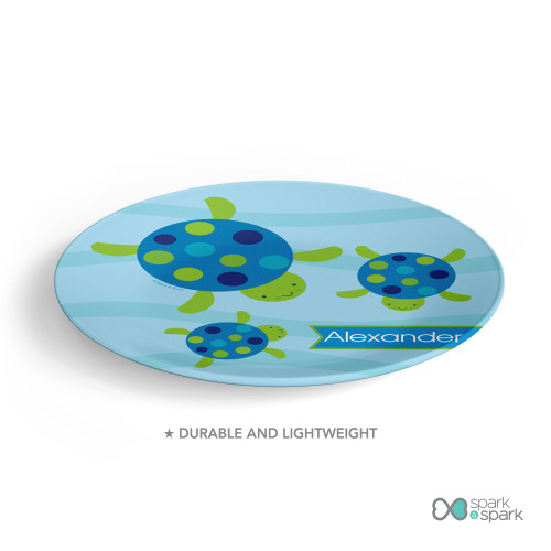 Swimming Blue Turtle Kids Plate