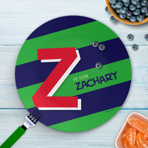 Brilliant Initial Green Kids Plate