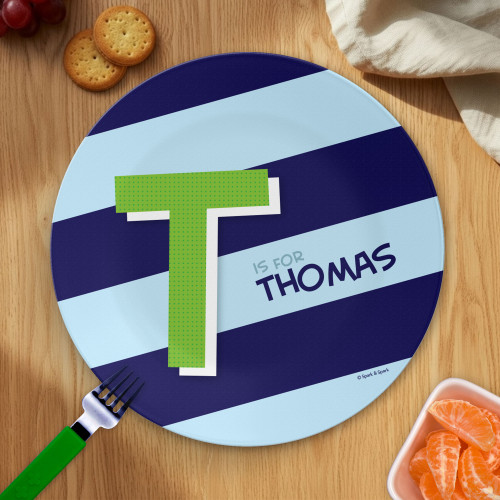 Brilliant Initial - Blue Kids Plate
